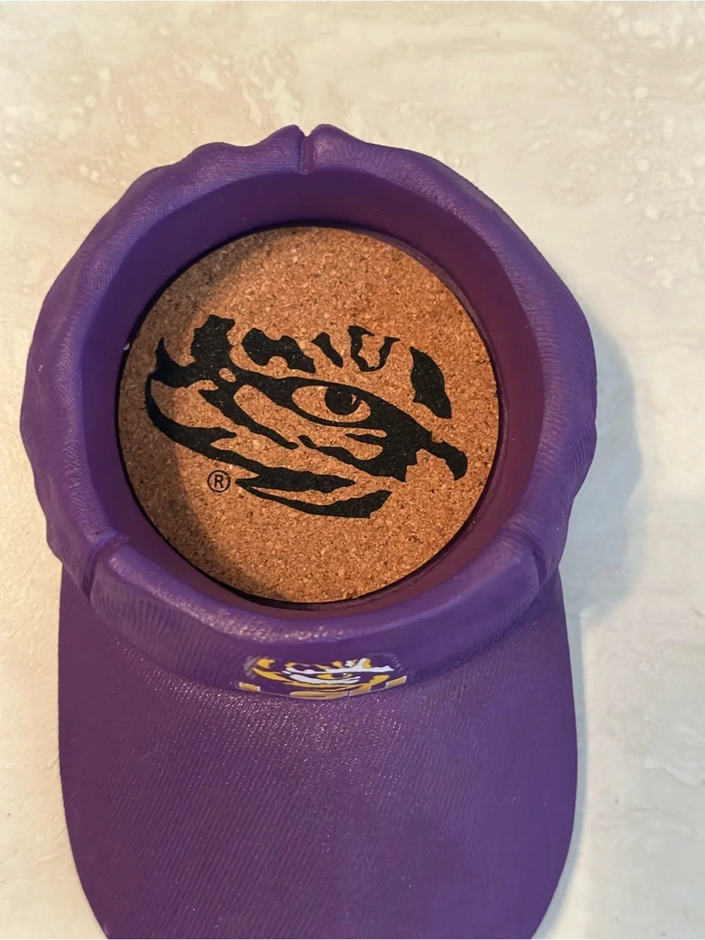 LSU Tigers Cap Coaster Holder With Cork Coaster - Excellent
